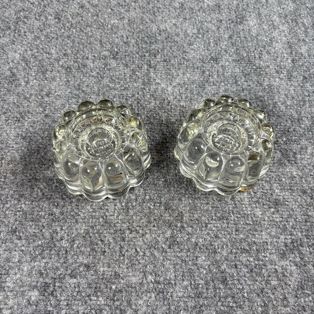 Vintage‎ Princess House Pair of Reversible 3-Way Ribbed Crystal Candle Holders